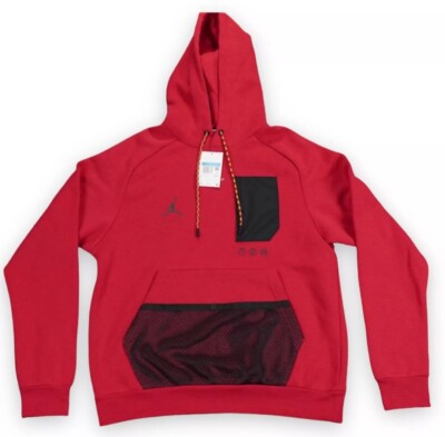 Jordan Hoodie Mens Medium Red Jumpman Fleece Pullover Nike Streetwear DJ0258-652