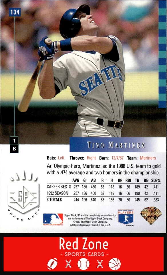 1993 SP - #134 Tino Martinez NM Set Break. - Image 2 of 2