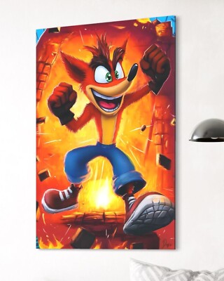 Crash Bandicoot Leinwand Bild Fuchs Farbig Dekoration Kunst Stil Wand Gaming