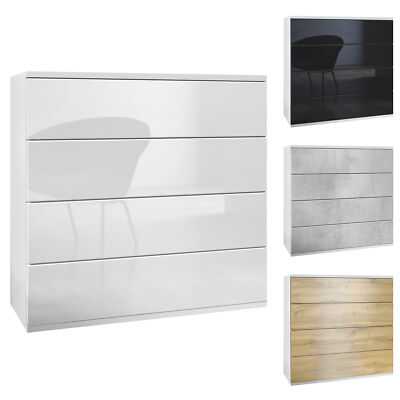 Kommode hängend Schrank Sideboard Pavos V3 in Weiß - Hochglanz & Naturtöne