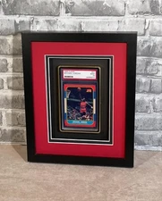 BLACK SHADOW BOX FOR PSA CARD W/RED/BLACK MATS & ALUMINUM SLAB- NICE 3D EFFECT!