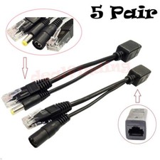 10 PCS 5.5x2.1mm Power over Ethernet PoE Adapter Injector Splitter Kit PoE Cable