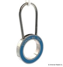 Vintage COACH Blue Pinch Lock Locket Keychain Fob Purse Charm 7379-Rare