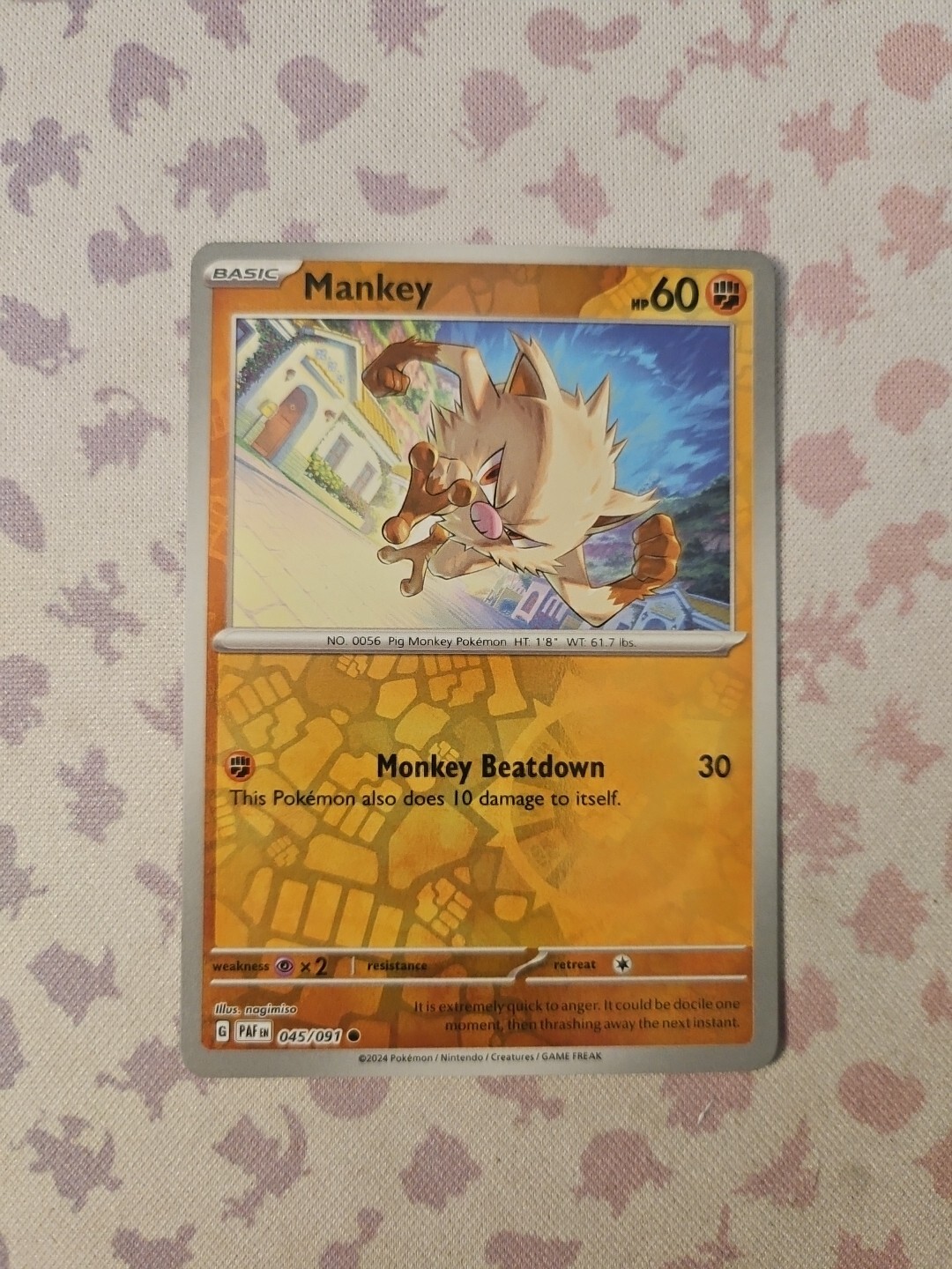 Mankey 45/91 - Reverse Holo - Pokemon Paldean Fates - Common - NM
