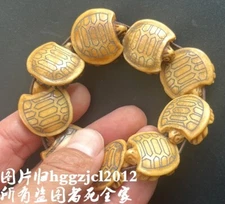 Natural Buffalo Bone Carved Turtle Bracelet Tortoise Statue Chain Collection