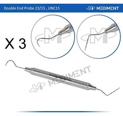 3 X Dental Explorer-Probe 23/15UNC Hollow Handle,High Quality Dental Instruments