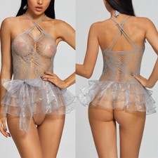 Hot Women Babydoll Sheer See Through Bodysuit Leotard Dress Nightwear