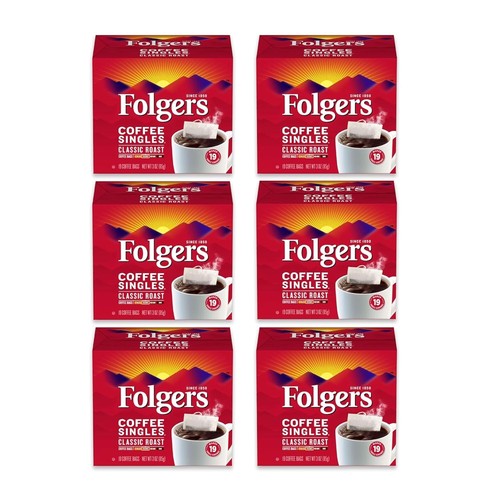 Folgers Coffee Singles Classic Medium Roast Coffee Bags 19 Count (Pack