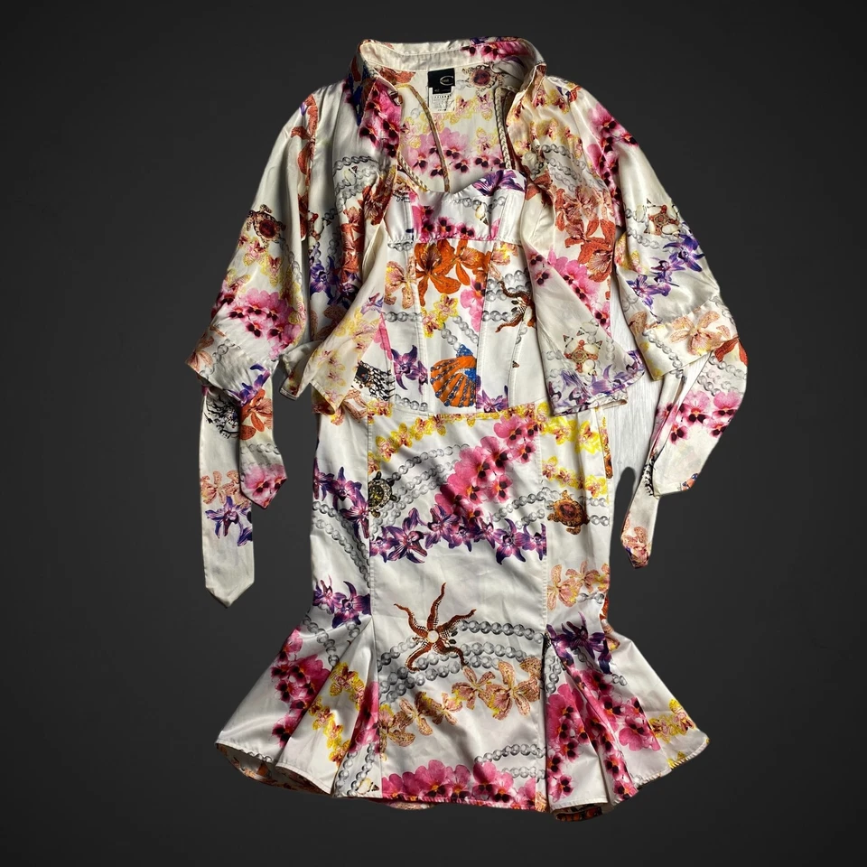 ¡NUEVO! Roberto Cavalli SS 2005 Vintage Floral Mar SIRENA VESTIDO TRAJE Talla 42IT S-M Foto 2 de 4