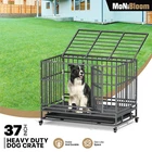 Folding Dog Crate Pet Wire Kennel Pet Cage 2 Doors w/Open Top&Tray In/Outdoor