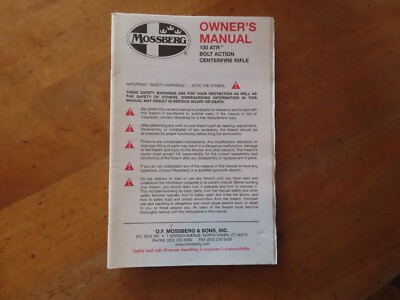 Mossberg 100 ATR Bolt Action Centerfire Rifle Owner's Manual Instructions Orig.
