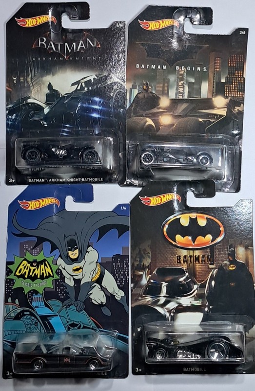 Hot Wheels Batman 4-Car Lot Batmobile Batman Begins Arkham Knight