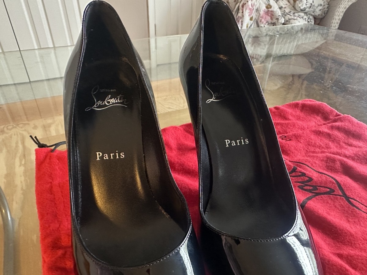 Christian Louboutin Dolly Pump 85 Black Patent Leather Round
