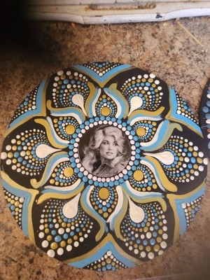 Handmade Dolly Parton Inspired Mandala Vinyl Record Wall Art   Dainty Dots