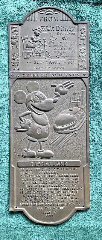 Brass Disneyland plaque opening day speech walt disney business card not 1955