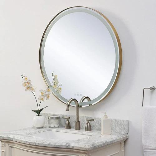 Uttermost 09947 Crofton 32 X 32 inch Plated Brushed Brass LED Lighted Mirror - Picture 11 of 11