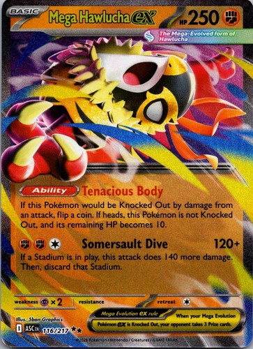 Mega Hawlucha ex 116/217 Double Rare Ascended Heroes Pokemon Holo Near Mint