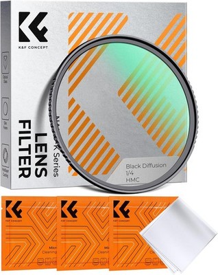 K&F Concept 40,5 mm schwarz Diffusionsfilter 1/4 Soft Glow Diffusor Linse (Nano K)