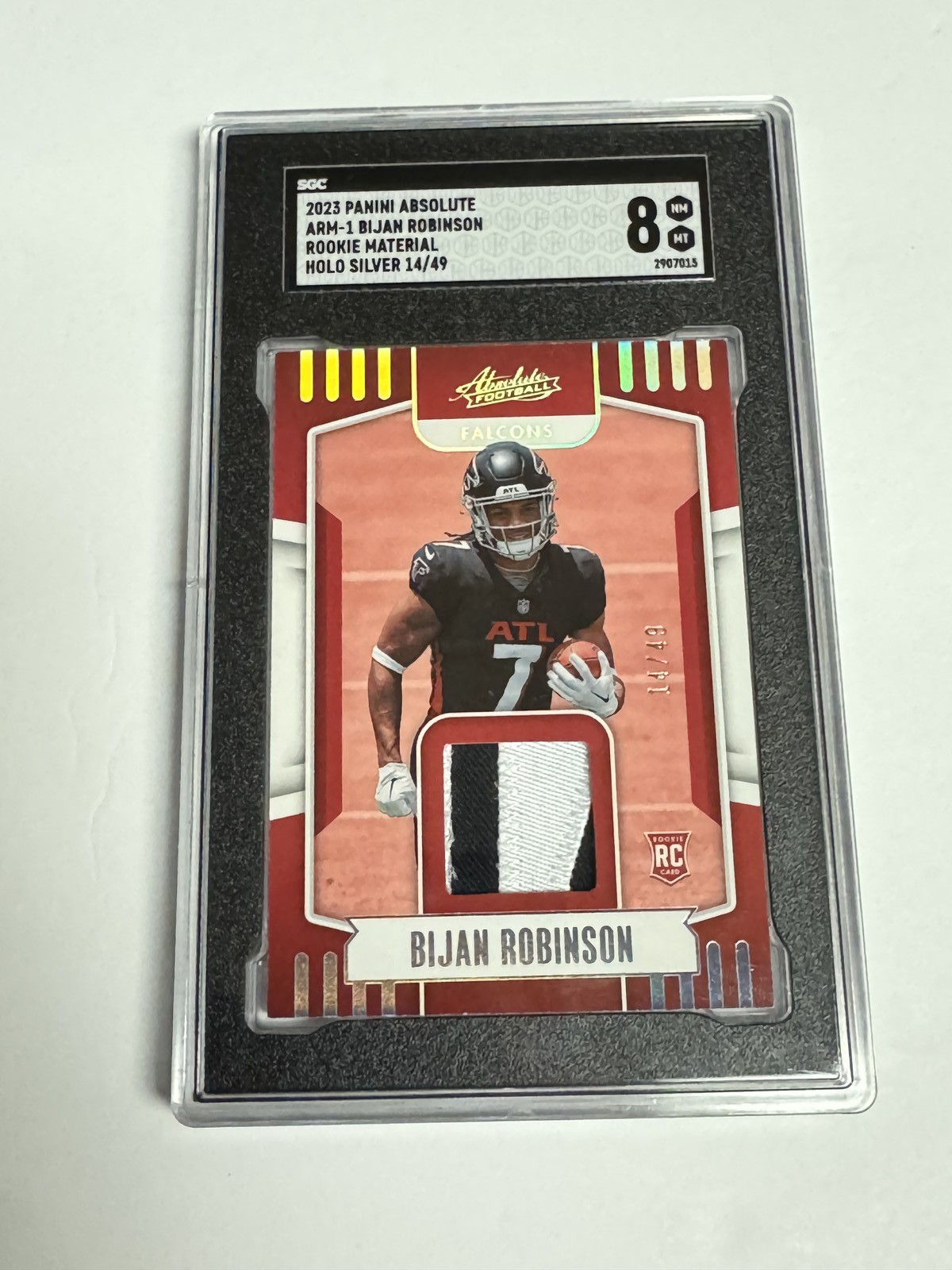Bijan Robinson Panini Absolute Absolute Rookie Materials #ARM1 Holo Silver