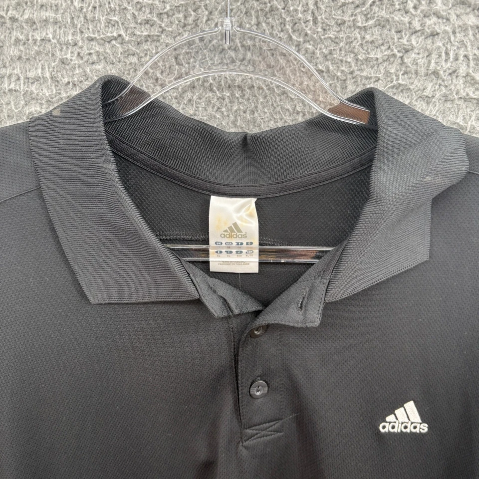 Camisa Polo Adidas Para Hombre XL Negra Blanca 3 Rayas Logo Climacool Manga Corta Foto 2 de 4