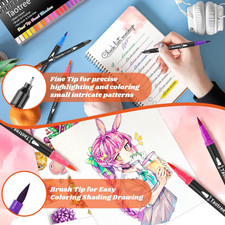 36 Colors Dual Tip Art Markers Pens for Adult Coloring Books, Artist Fine  B...