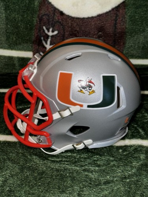 #ad #ad Miami Hurricanes Custom Mettalic Mini Football Helmet $74.00