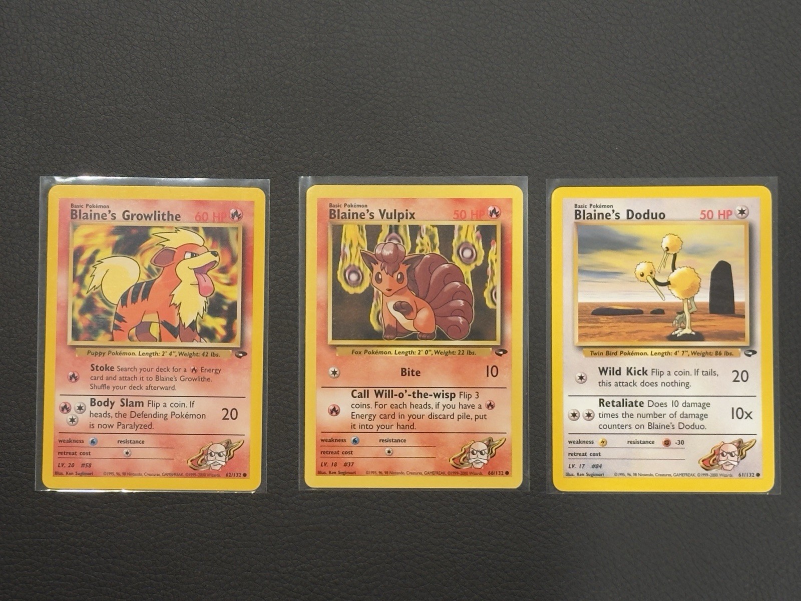Pokemon Gym Challenge 3 Card Lot- Blaine: Growlithe; Vulpix; Duduo