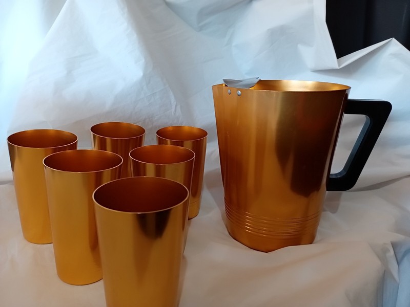 Regal Supreme Gold Plated Aluminum Pitcher With 6 Glasses