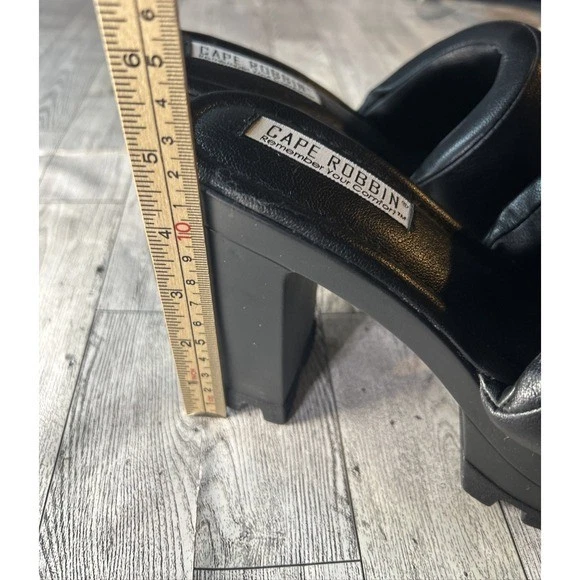 Cape Robbin Y2K Platform Block Heel Mules Black Chunky Slip On Size 9M - Image 4 of 4