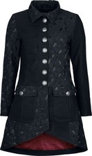 Gothicana by EMP Damen schwarzer Mantel mit rotem Innenfutter und halbseitigem
