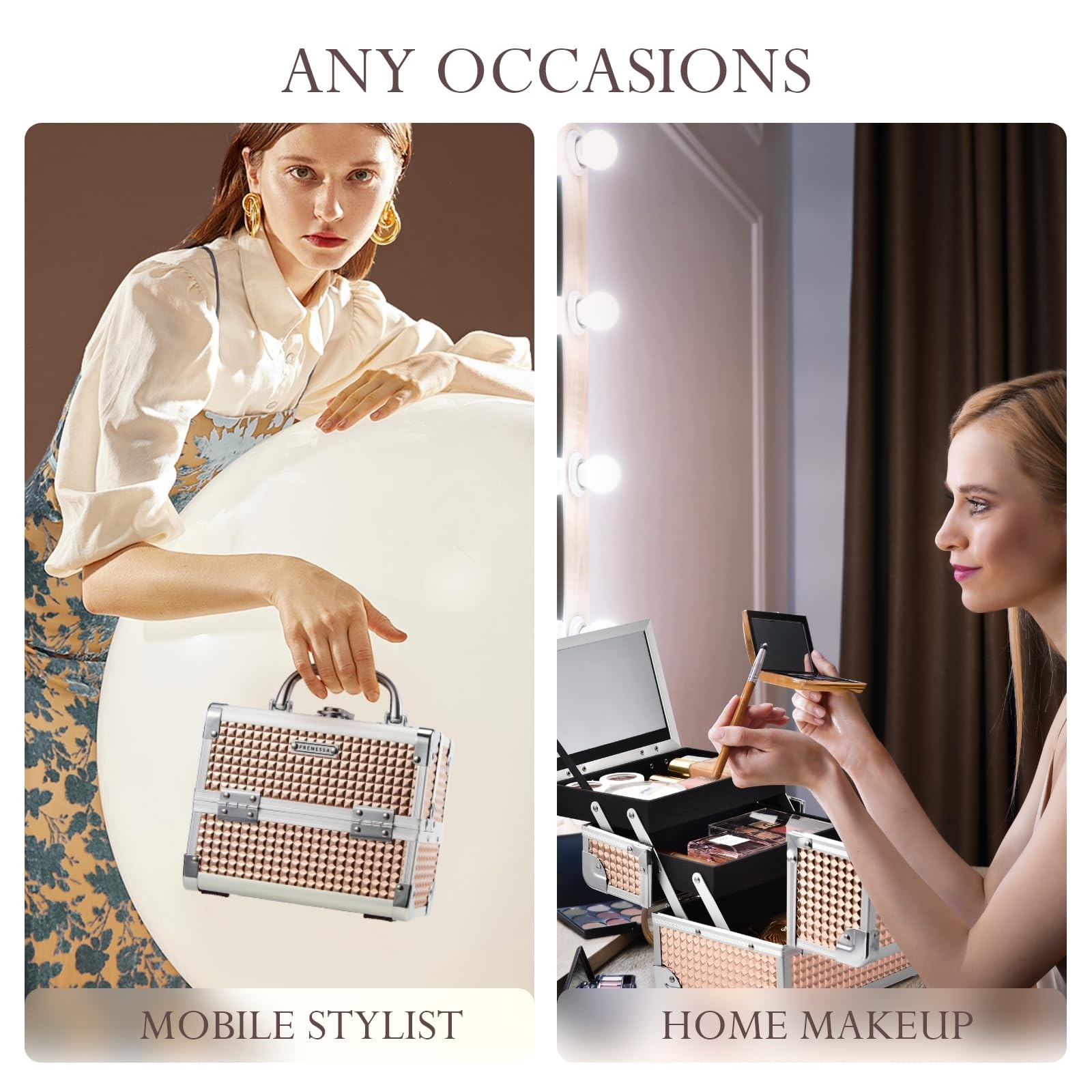 Makeup Case Train Portable Box with Mirror Lock Travel Cosmetic Cases Hard