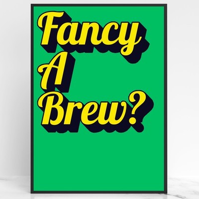 Yorkshire Wanddruck Poster Haus Geschenk Lust auf ein Gebräu? Northern Slang Dialekt Tee