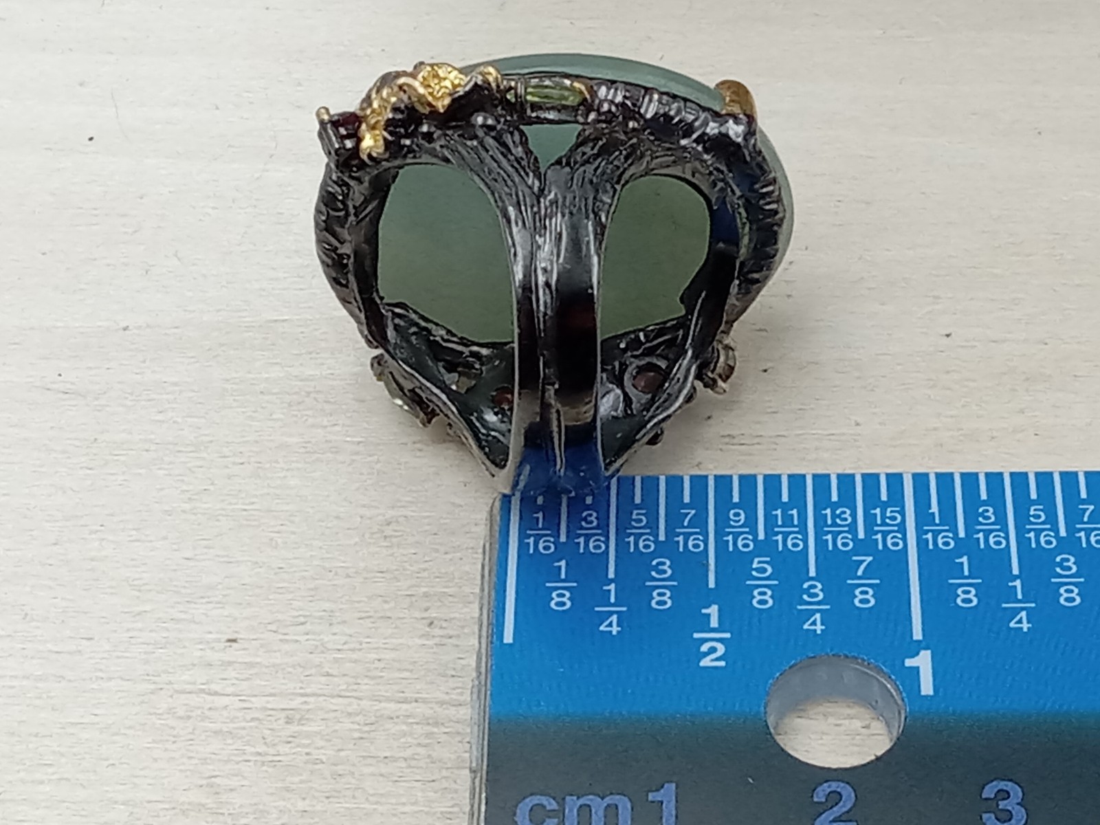 STATEMENT Blackened Sterling Silver Ring Gold Was… - image 10