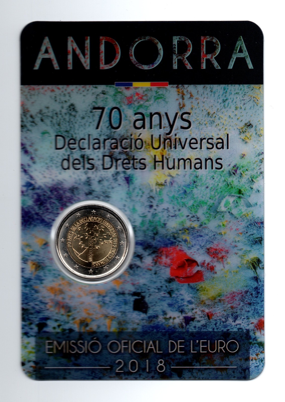 Coincard 2 Euros commemorative  ANDORRE 2018 - Déclaration Droits de l'homme