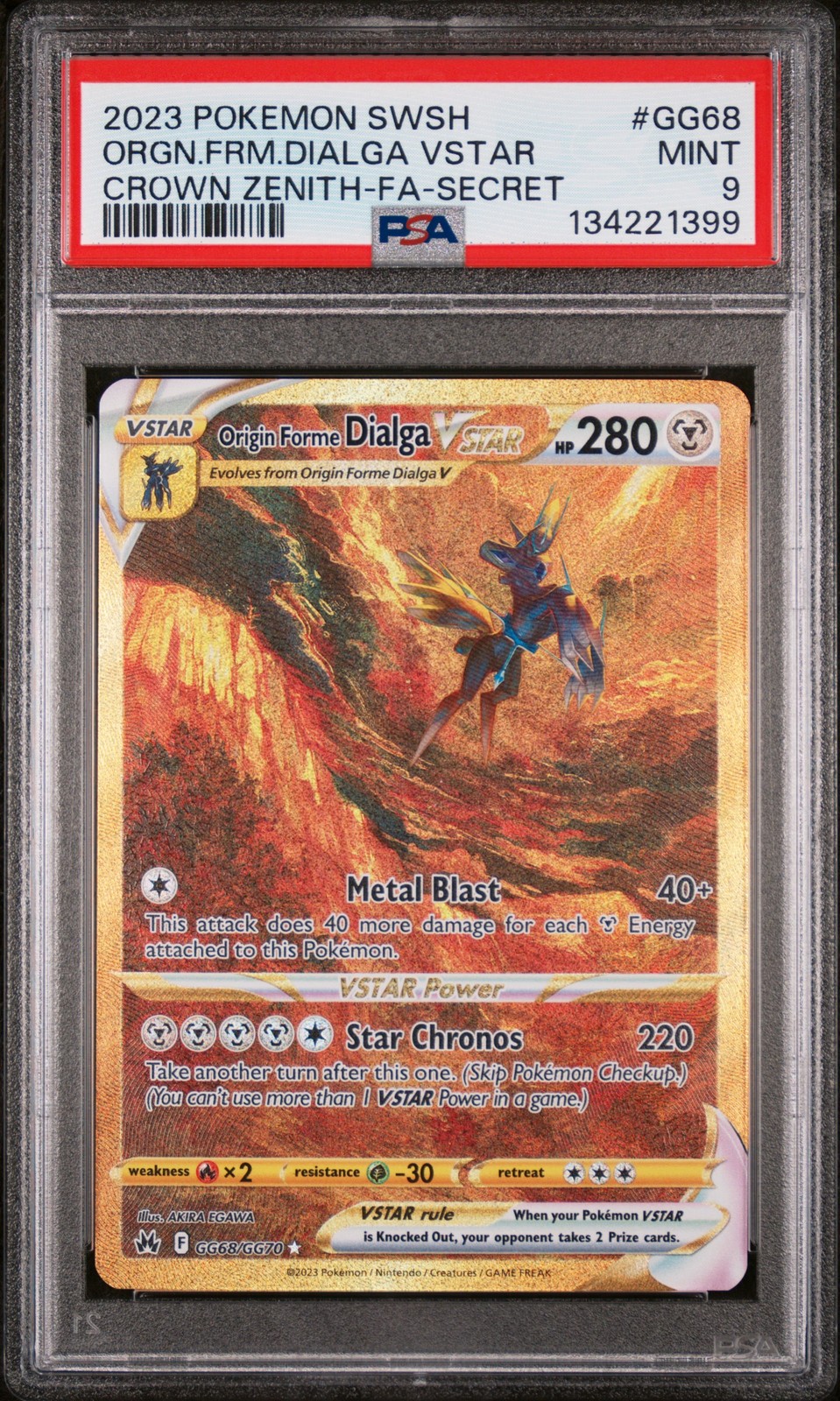 2023 SECRET #GG68 FULL ART/ORIGIN FORME DIALGA VSTAR PSA 9