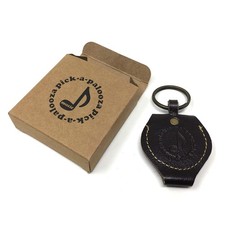 DIY Guitar Pick Punch Leather Key Chain Pick Holder - Brown