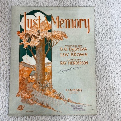 Just A Memory Sheet Music Lyrics Piano Harms 1927 DeSylva, Brown, Henderson