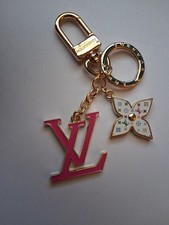 Louis Vuitton Hot Pink LV Bag Charm Key Holder Rainbow Monogram Flower Keychain