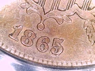 1865 Fancy 5 Repunched date 2 Cent Coin Anacs graded