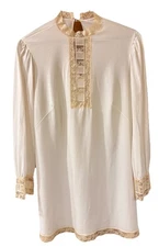 VANITY FAIR VINTAGE Knee Length Nightgown Victorian Ribbons Lace Cream Small