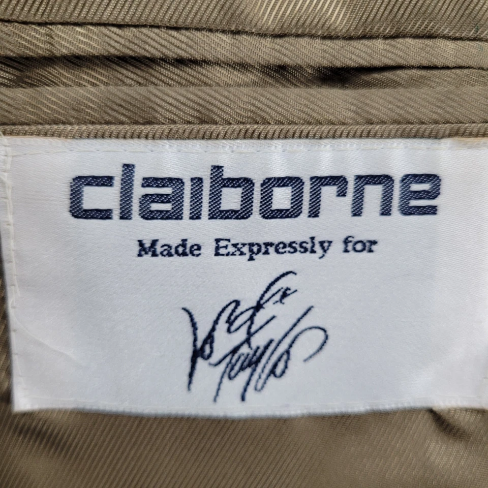 VTG Claiborne Lord & Taylor Beige Navy 100% Lambswool  Sport Coat Size 38S - Image 3 of 4