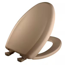 BEMIS Elongated Toilet Seat Soft Close Plastic Mexican Sand Easy Clean Secure