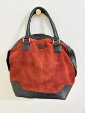 Mango Touch Large Red Rust Suede Black Leathe...