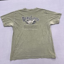 Vintage Hang Loose Hawaii Shirt Mens Large Green Hawaiian Surf Graphic Tee 90s