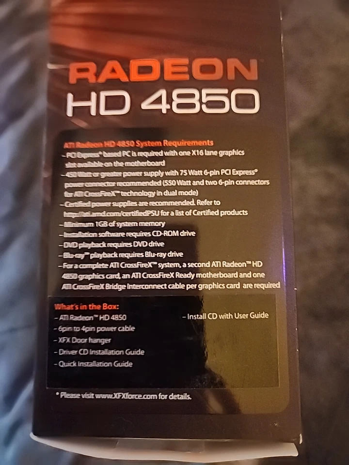 XFX ATI Radeon HD 4850 (HD485XZDFC) 1GB DDR3 SDRAM - BOX ONLY - - Image 2 of 3