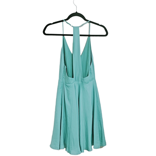 Aakaa Minikleid blau Neckholder V-Ausschnitt fließend Racerback M - Bild 2 von 5