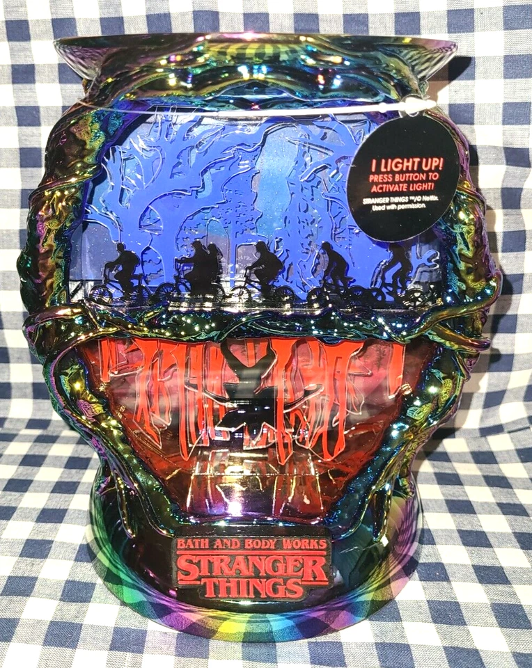 TODO NUEVO Light-Up THE UPSIDE DOWN 3-Mechas Vela Pedestal Baño y Cuerpo Funciona Foto 2 de 4