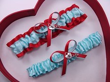 NEW Gorgeous Aqua / Red Wedding Garter Prom Homecoming Dance GetTheGoodStuff A 