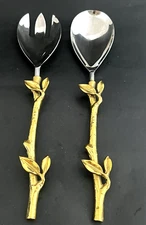 Godinger Goldleaf Vine Salad Server Spoon & Fork Flatware Set of 2
