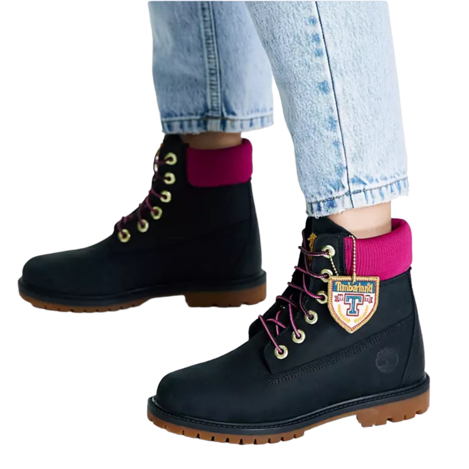 Stivali isolati Timberland Heritage Primaloft da donna taglia 6 neri scamosciati rosa nuovi con etichette